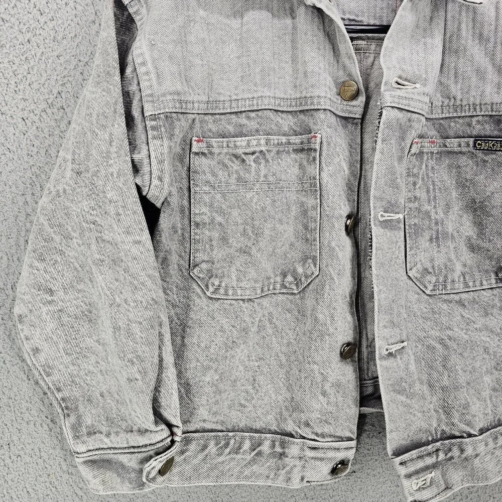 Vintage OshKosh B'gosh Jacket Kids 10 Gray Herringbone Denim Workwear 90s USA